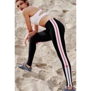 FREE PEOPLE | Black and red FP Movement Side Stripe Zip Ankle leggings - Small